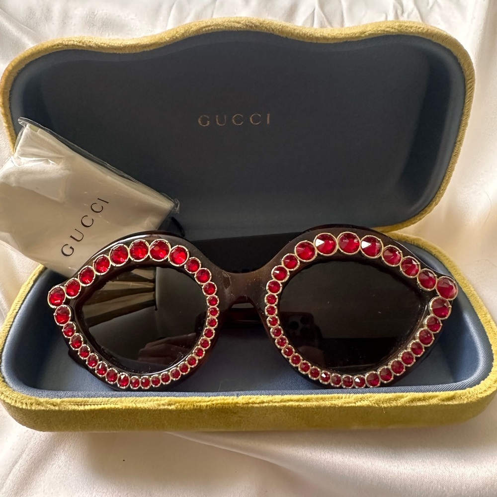 Gucci Red Embellished Women's Sunglasses
